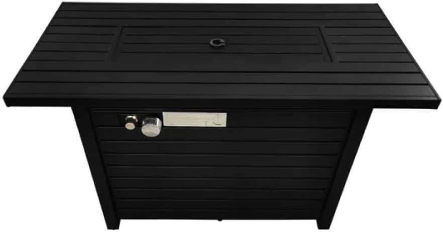 Outdoor Propane Fire Pit Table with Lid and Lava Rocks for Patio Garden Backyard Deck Heating Solution