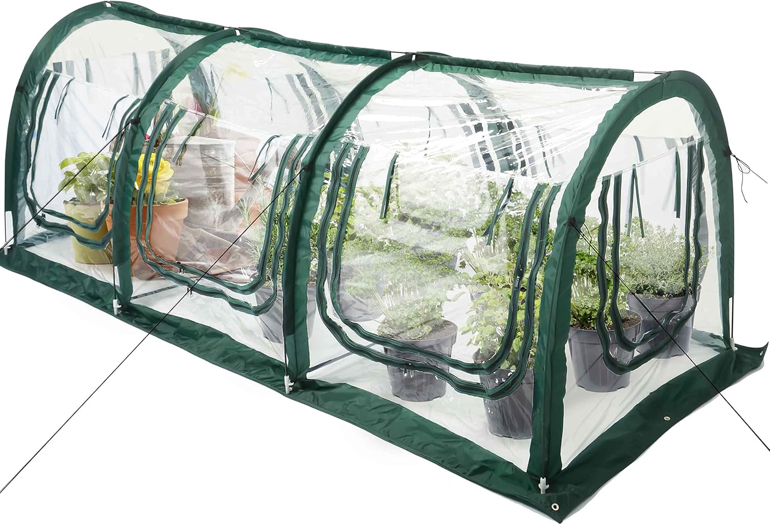 Poray Pop Up Tunnel Greenhouse Garden Portable Greenhouse Gardening Flower House Plant Sunshine Room with PVC Cover for Protecting Plant from Cold Frost & Birds Insects mesh