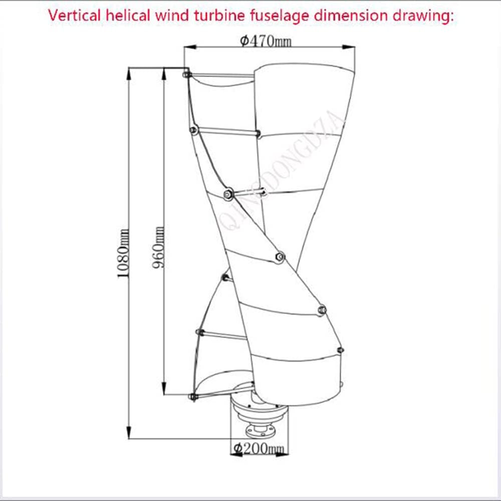 4000W Vertical Axis Wind Turbine Generator, 220V 12V/24V/48V Wind Generator 10 Blade Vertical Spiral Turbine Generator with Controller (Orange White),48v