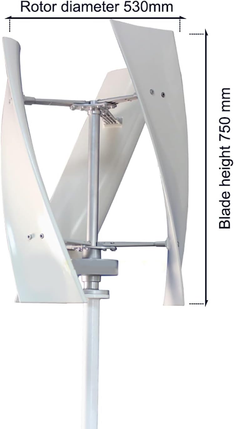 No Noise 4000W Vertical Wind Turbines,12V 24 V 48 V 3 Blade Vertical Home Windmill Energy Turbines with MPPT Charge Controller (White)