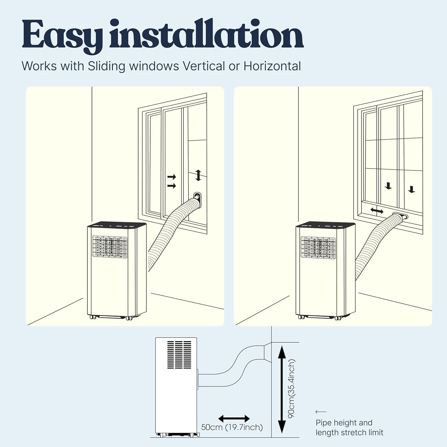Lifemaster 3-in-1 Portable Air Conditioner, 10,000 BTU Rolling AC Unit with Cooling, Fan and Dehumidifier for Rooms up to 450 Sq. Ft., Remote Control, Digital Touch Panel, Window Kit Included, White
