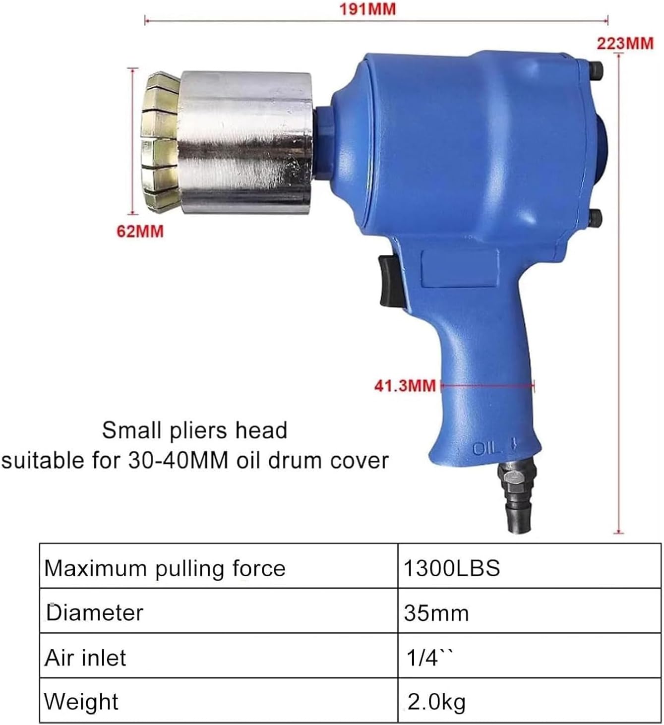200L Oil Drum Capping Machine, Industrial Pneumatic Bottle Capping Machine, 1300Lbs Pulling Force, Air Intake 1/4 Inch, Adjustable Tight Strength, Oil Drum Pneumatic Cap Sealer, for Lubricants, Paints
