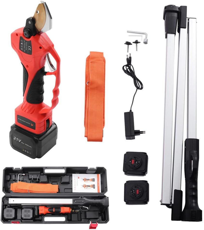 Cordless Pruning Shears, 400w Electric Pruning Shears Electric Scissors Electric Trimmer with 6.23ft High Reach Extension Pole, 2 Rechargeable 21V Lithium Battery, Sk5 Carbon Steel Blades