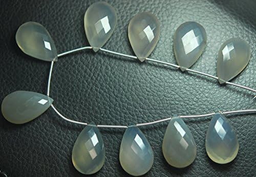 5 match pair - grey chalcedony faceted pear briolettes 16x25mm large