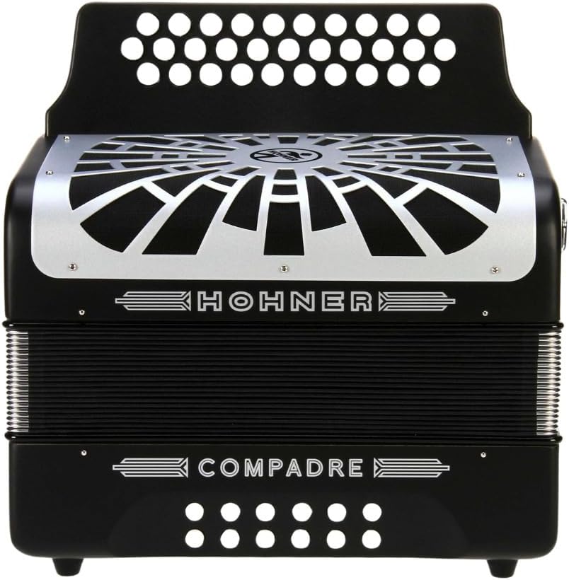 Hohner Compadre FBbEb Musica Tipica Series Accordion (Black) - 12 Basses, 62 Notes, Standard Straps with Gig Bag