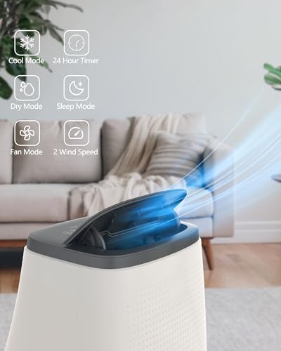 14,000 BTU 3-in-1 Portable Air Conditioner with Window Kit, Cools up to 750 Sq.Ft, 75-Pint Dehumidifier, 51db Ultra Quiet, 4-Way Airflow Remote Control, For Living room