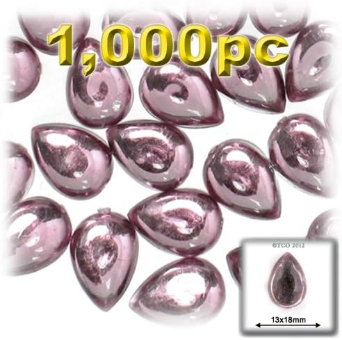 The Crafts Outlet 1000-Piece Acrylic Flatback Cabochons Teardrop Beads, 13 by 18mm, Jewel Tone Assortment