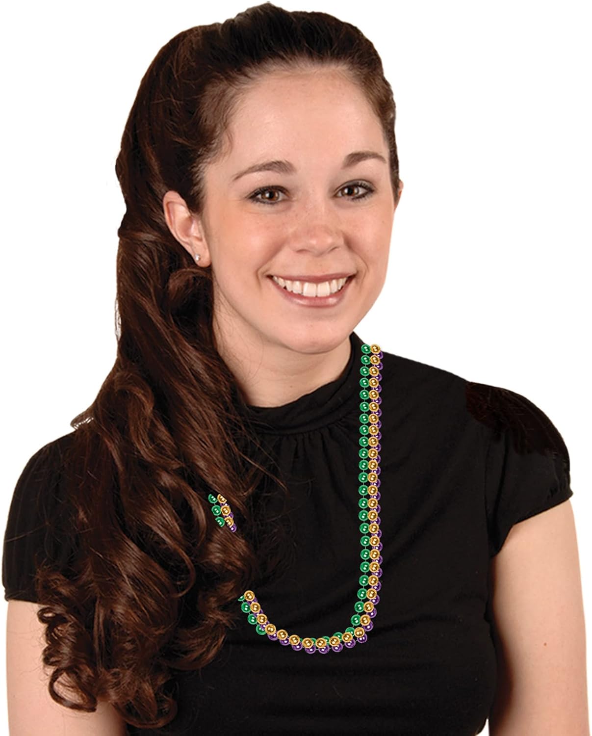 Beistle Mardi Gras Party Beads – 720 Pack, Small Round Plastic Bead Necklaces, Assorted Gold, Green, Purple Bulk Celebration Wear & Event Accessories for Parades, Festivals & Festive Décor, 33”