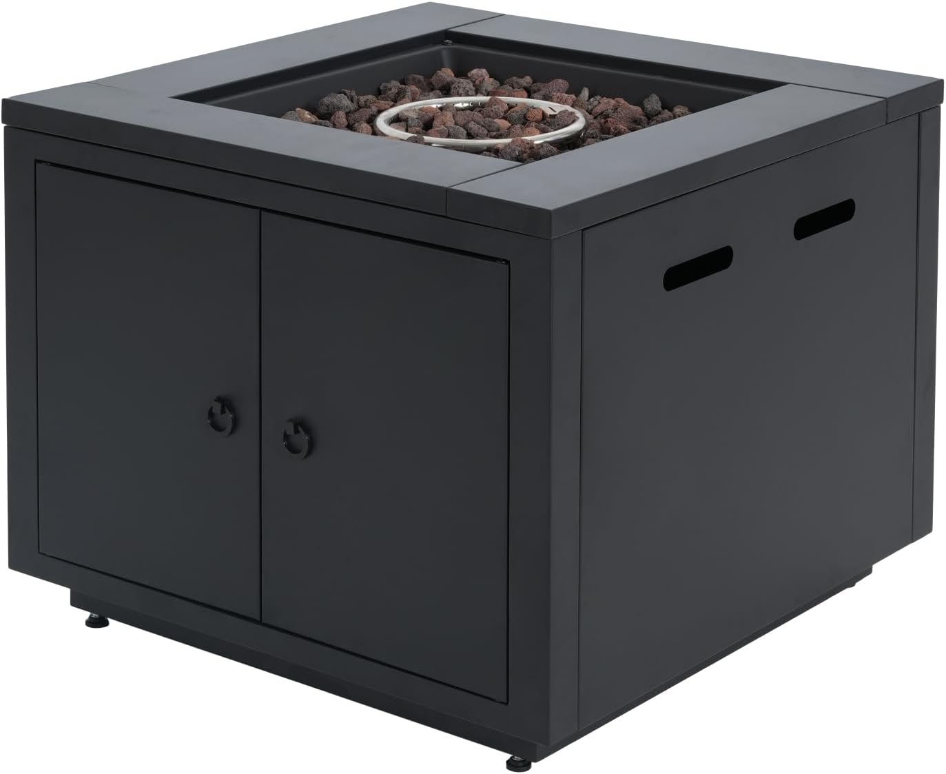 30inch Square Steel Fire Pit Table Iron Black 40000BTU Heat Output Patio Deck Outdoor Sitting Area Cozy Atmosphere