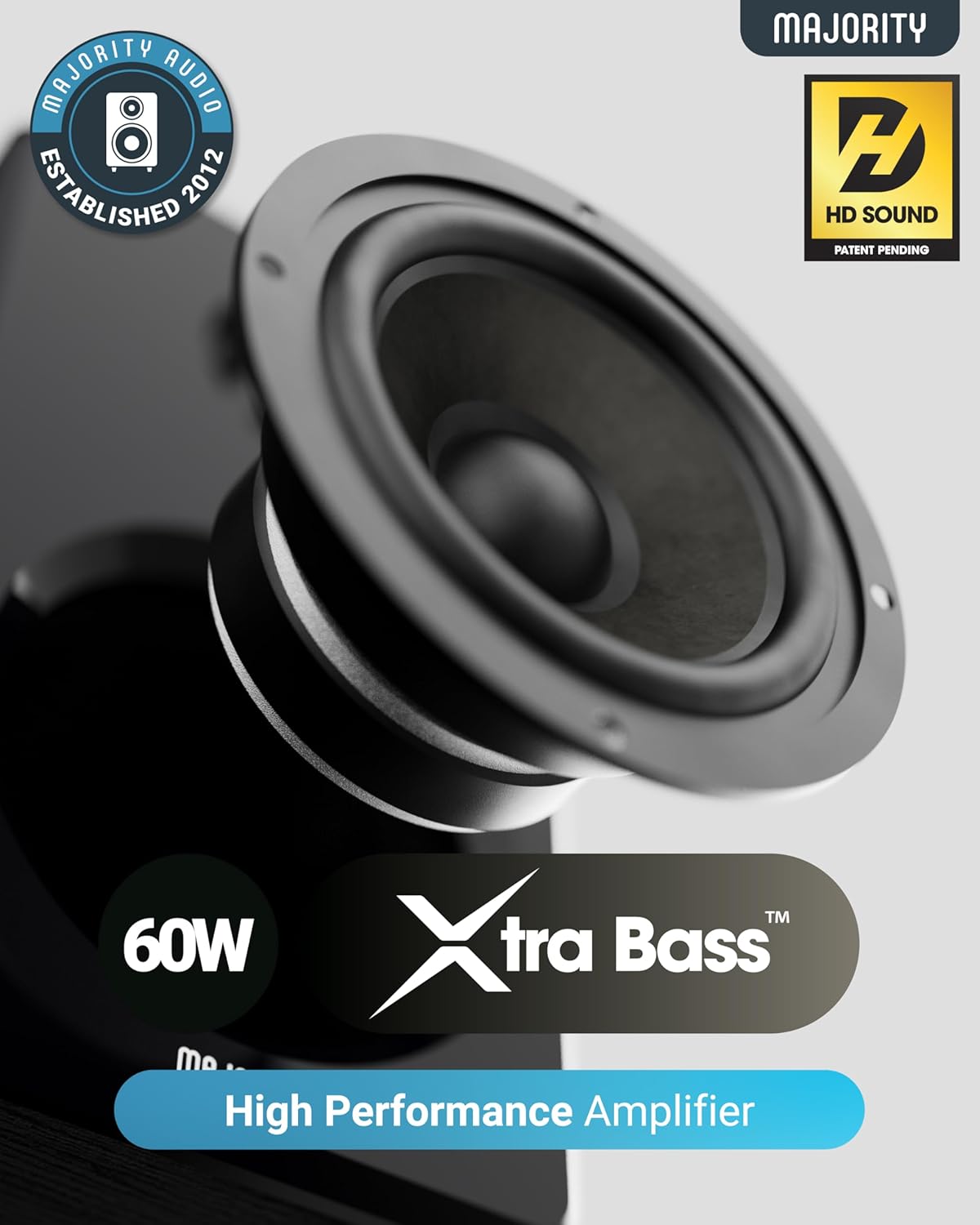 Majority D40 Active Bookshelf Speakers | Powered Stereo Studio Speakers | Powerful Amplified 2.0 Channel Sound | Bluetooth, Optical, RCA, USB & Aux Playback | Digital Controls | HiFi Speakers