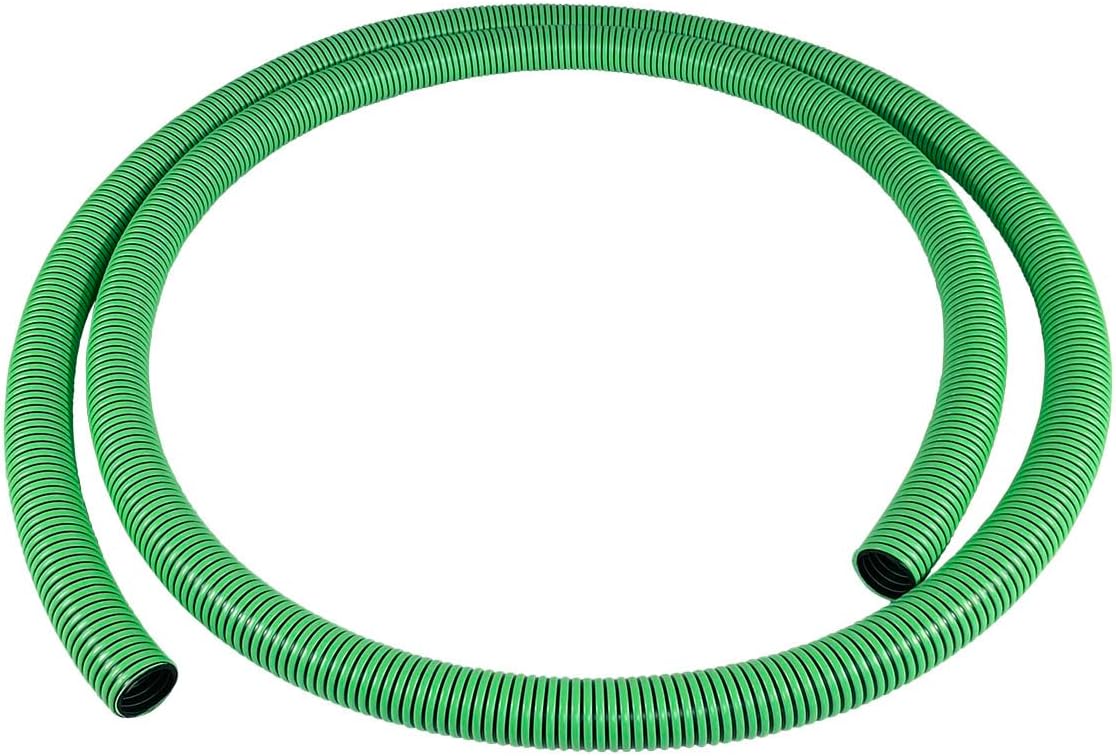 Gloxco Heavy Duty EPDM All Weather Suction Hose, Black Tube, Lime Green Helix, 50 PSI Max Pressure, 2