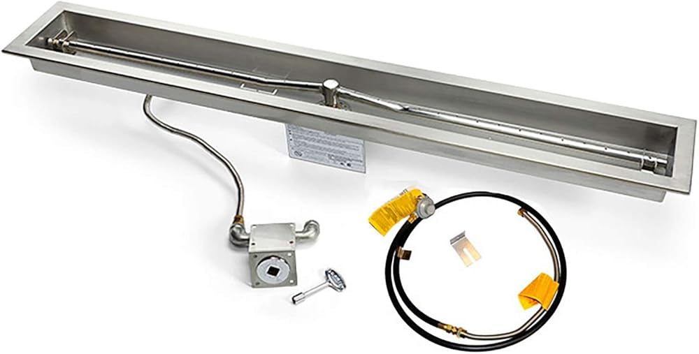 HPC Fire Match Light Gas Fire Pit Kit, 48-Inch Trough, Propane for Small Tank (TOR-MLFPK48TRGH-FLEX-LP-ST)