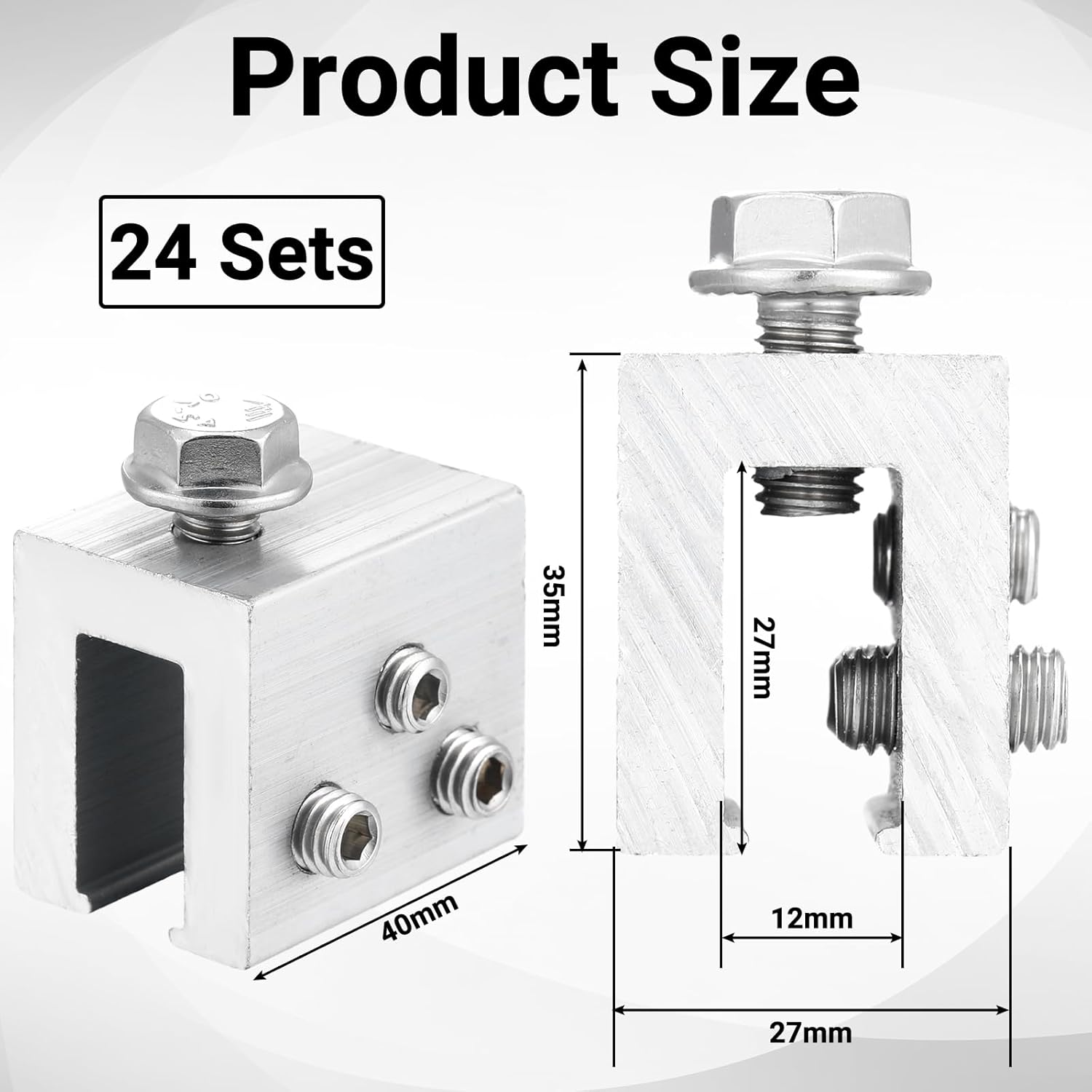 Tandefio 24 Sets Roof Clamp for Standing Metal Roof Standing Seam Bracket Clamp for Heat Cable Snow Guards Solar Panels Module Installation