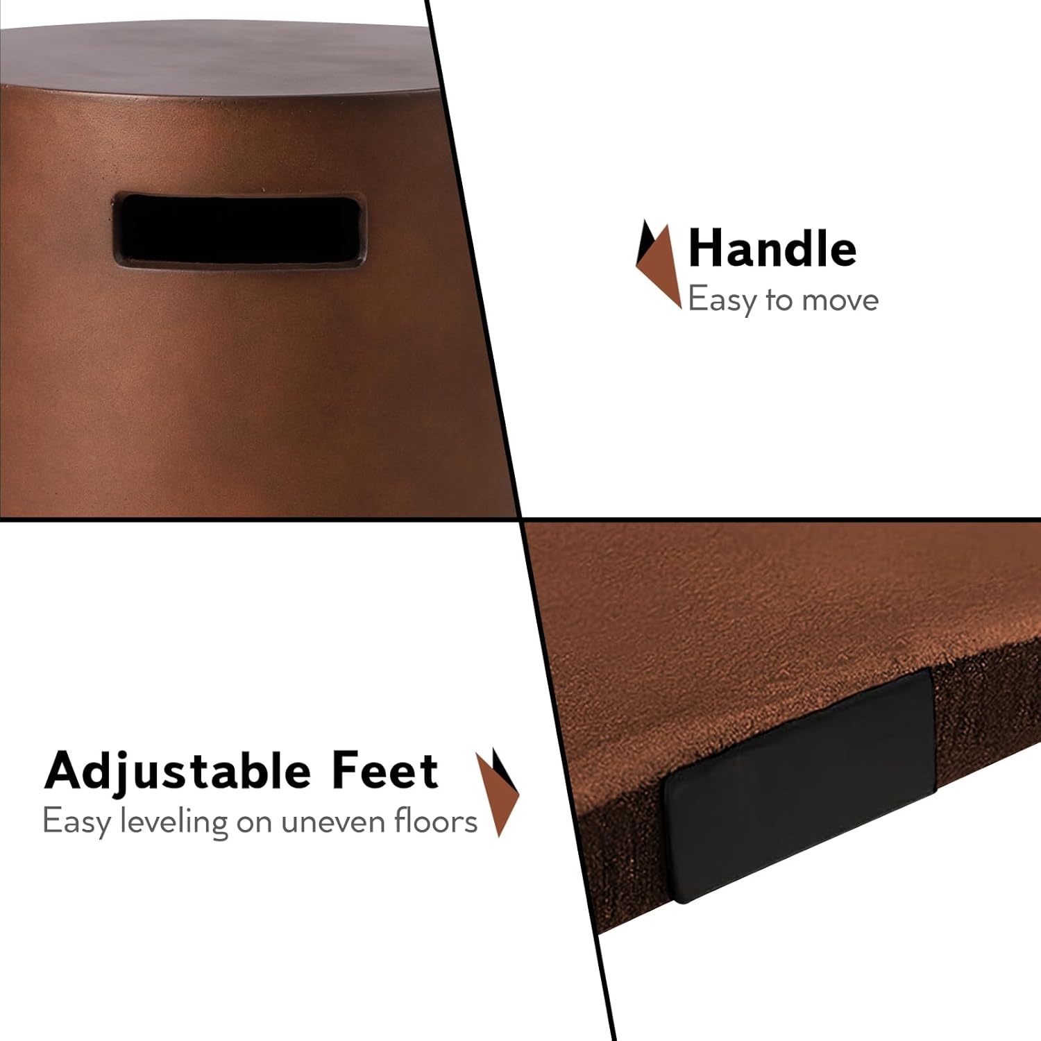 Propane Tank Cover Table, Modern Outdoor Gas Tank Covers, φ16 X 20inch Concrete Tank Storage Box Hideaway Table for Propane Gas Fire Pit and Round Tank Holder with Handles (Brown)