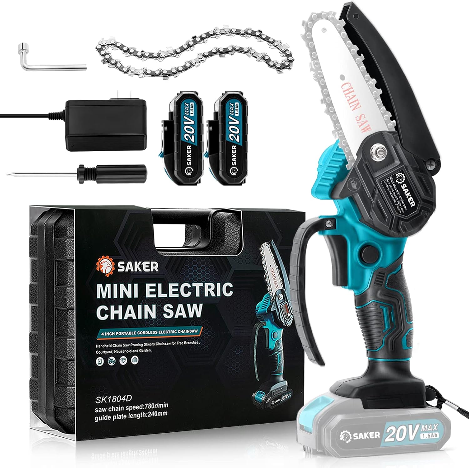 Saker Mini Chainsaw,Portable Electric Chainsaws Cordless,Small Handheld Chain Saw Pruning Shears Chainsaw