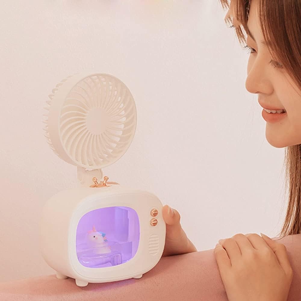 Cooling Fans Personal Air Cooler, 4000 mAh Cordless Portable Air Conditioner with 3 Speed Modes, Rechargeable Mini Air Conditioner Fan with 7 Colors Night Light for Desktop, Office, Room (Green)