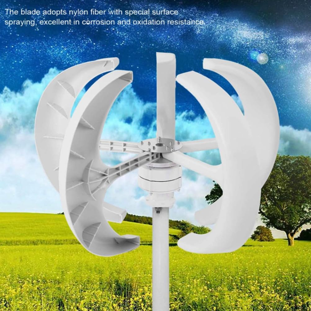 12V,HYZHANHONG 5 Blades Vertical Axis Wind Turbine Generator Kit,3000W 12V/24V/48V/220V Lantern Type Wind Turbine Free Energy Windmill Home Permanent Magnet Generator(White)