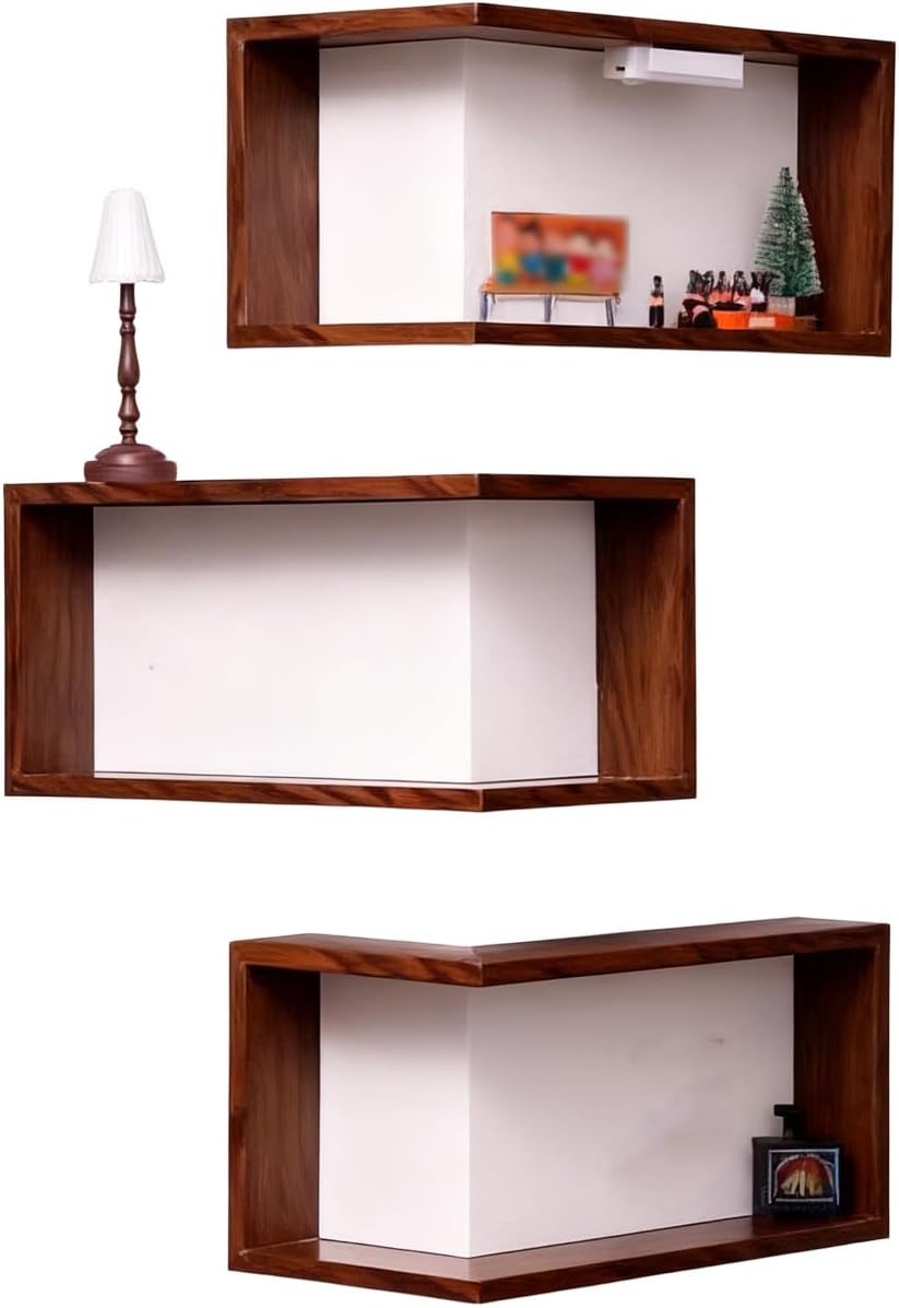 Illuminated Corner Shelf with Remote Automa Shelves That Light Up Your Space Wooden Corner Wall Shelves with Light for Figurines and Collectibles Modern Wall-Mounted Display Rack