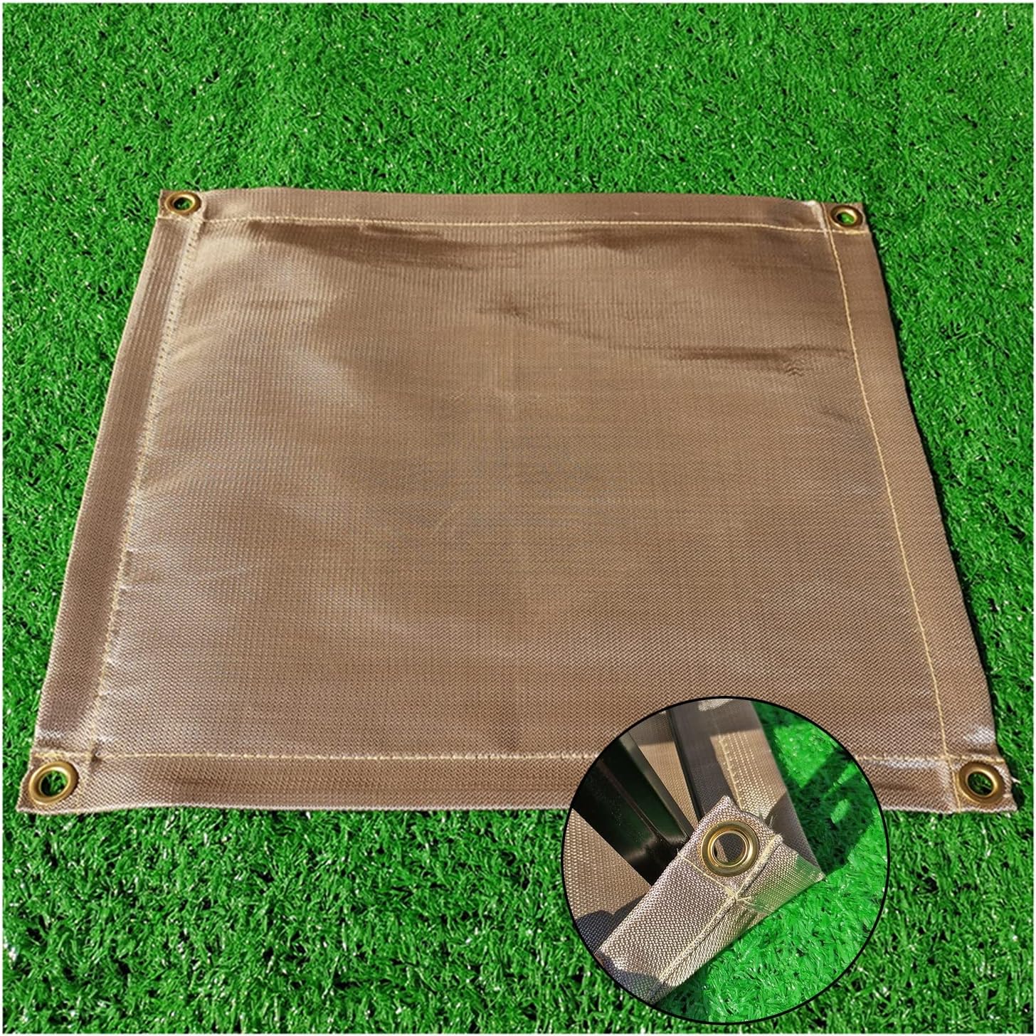 Tarp, Fire Pit Mat, Fireproof Mat Heat Resistant Protector Mat for Decking BBQ Grill Garden Ground Patio Lawn Beach Camping Fire Pit Accessories (Color : Beige, Size : 2x2m)