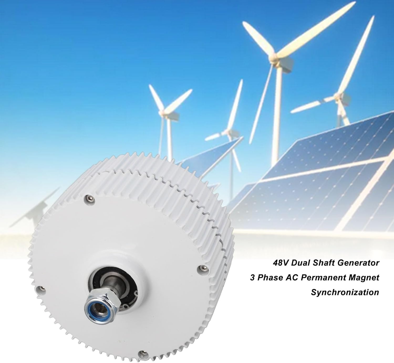 48V Double Shaft Generator 3 Phase Permanent Magnet Synchronous AC Electric Motor High Efficiency Grease Lubrication Compact Design for Vertical or Horizontal Wind Turbines (400w)