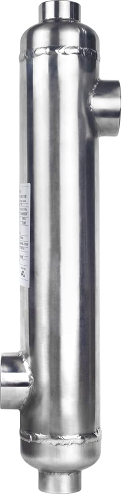 AB Shell and Tube Pool Heat Exchanger 2400kBtu Stainless Steel 316L Opposite Side Ports 4