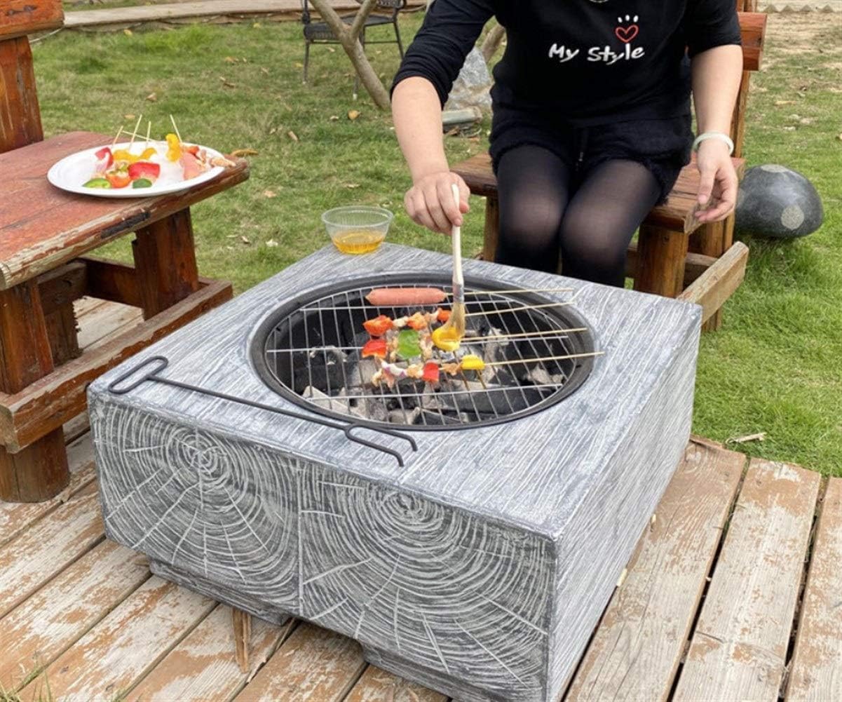 Large Retro Fire Pit,Gray Cast Iron Brazier Heater,Multifunctional Camping Bowl BBQ,for Backyard,Camping,Picnic,Bonfire,Garden