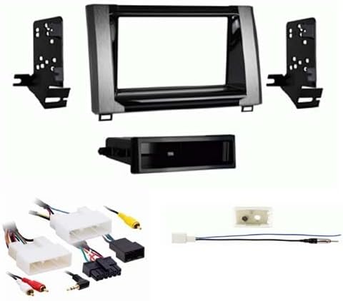 Single and Double DIN Car Stereo Radio Install Kit (High Gloss) Package Compatible with Toyota Tundra 2020 & 2021 Without Factory Amplifier