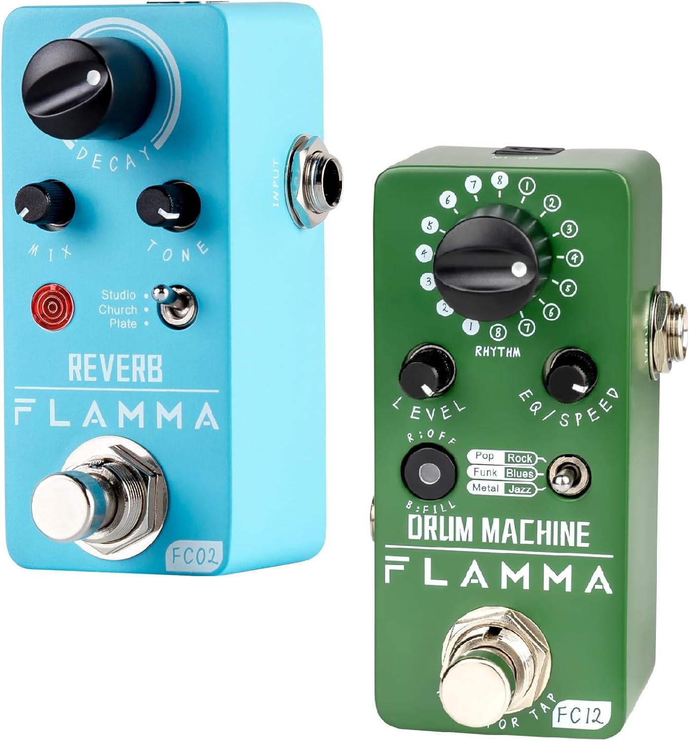 FLAMMA FC02 Reverb Guitar Pedal and FC12 Drum Machine Guitar Pedal