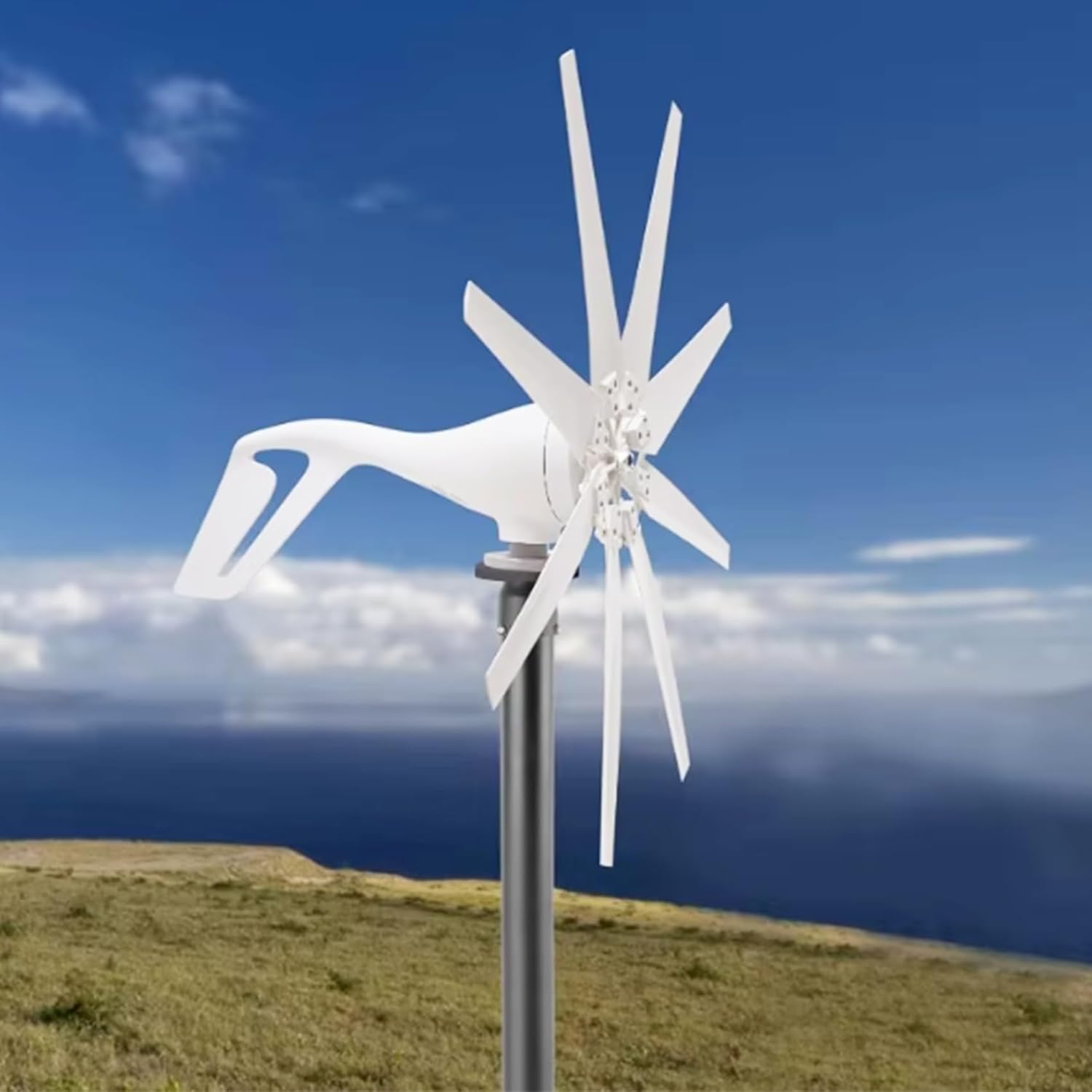 3000W 12V 24V 48V 8-Blade Wind Turbine Generator Garden Boat Wind Motor,Wind Turbine Generator Kit with Controller and Flange Plate