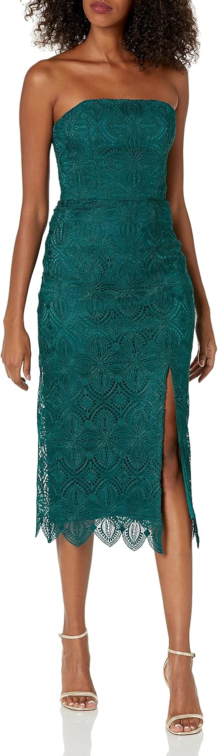Trina Turk Womens Lace Strapless Midi DressCocktail Dress