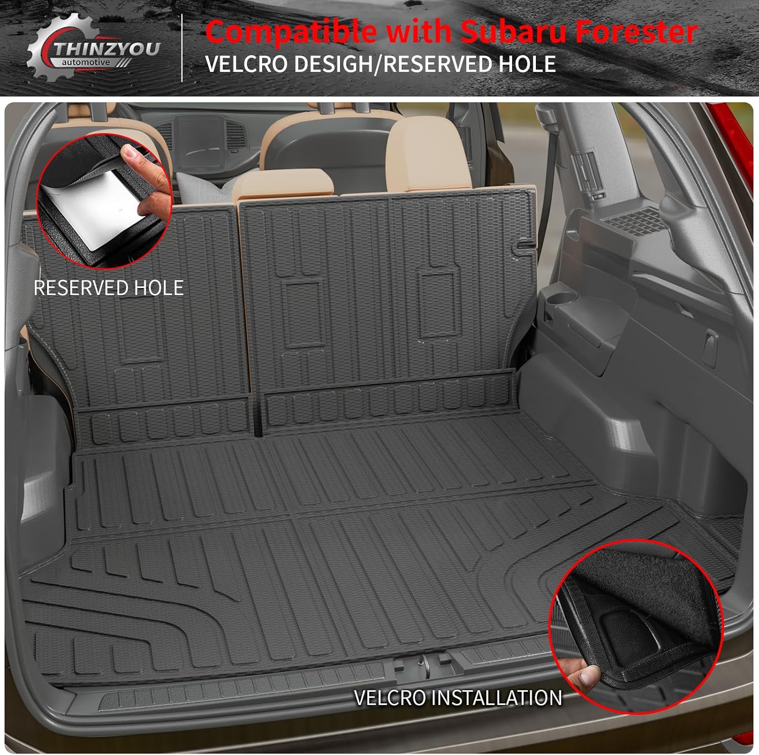 Cargo Mat Compatible with 2025 2026 Subaru Forester NO Hybrid Trunk Mat Cargo Liner Trunk Liner TPE All Weather Back Seat Cover Protector Forester Accessories (Trunk Mat+Backrest Mats)