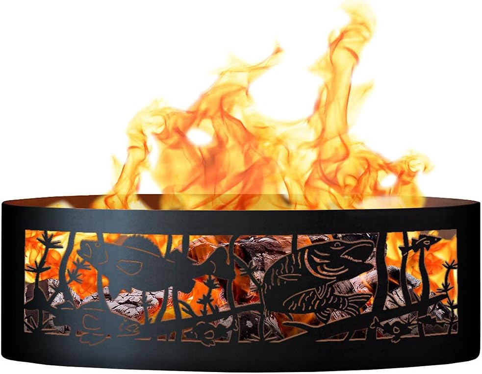 FH01260 Fishing Hole Unpainted 12 in. Tall 60 in. Diameter Outdoor Fire Ring - 60 x 60 x 12 in. - Rustic Black Color