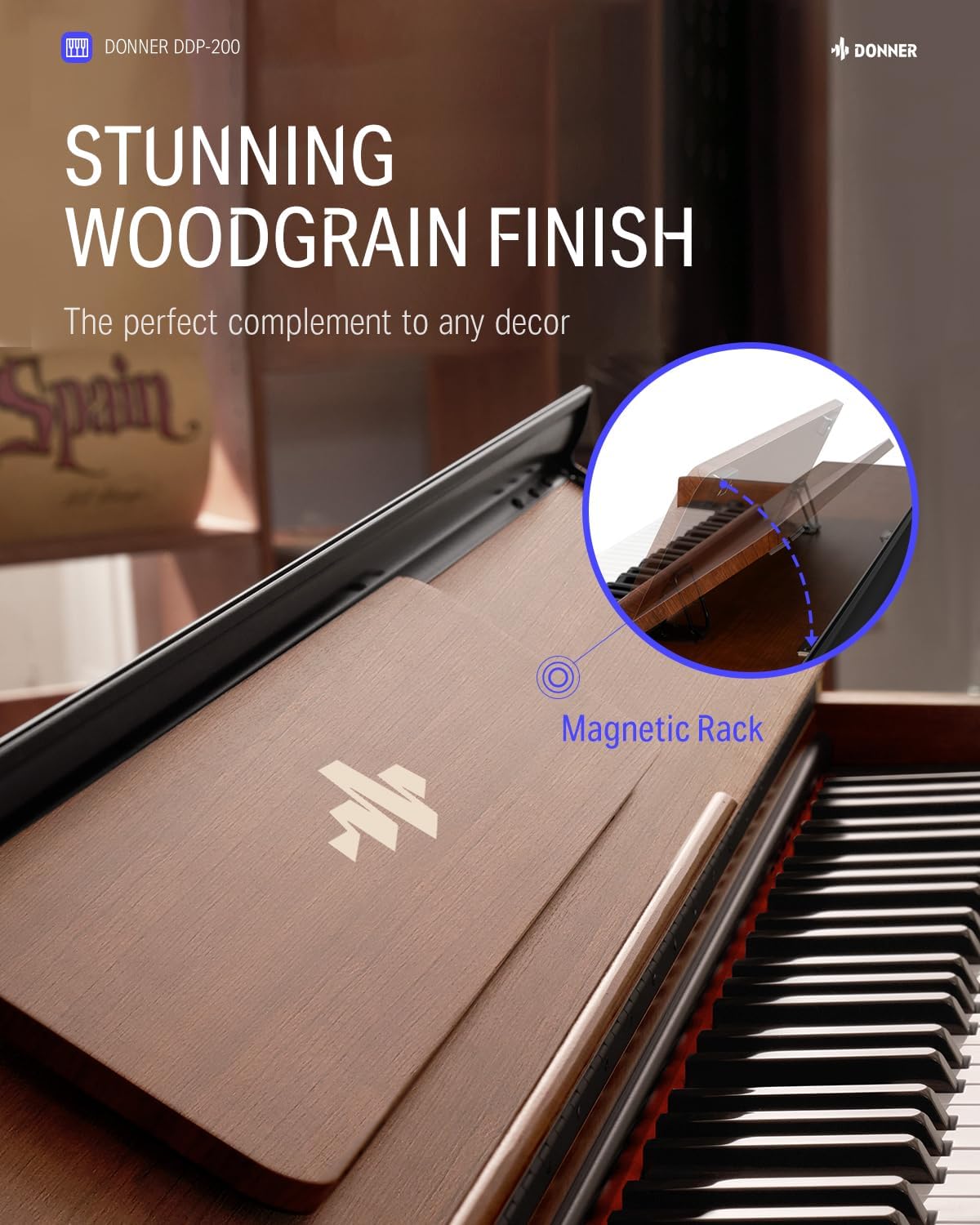 Donner Digital Piano with 88 Key Dynamic Graded Hammer Action Weighted Keyboard Piano+Donner Duet Piano Bench with Storage