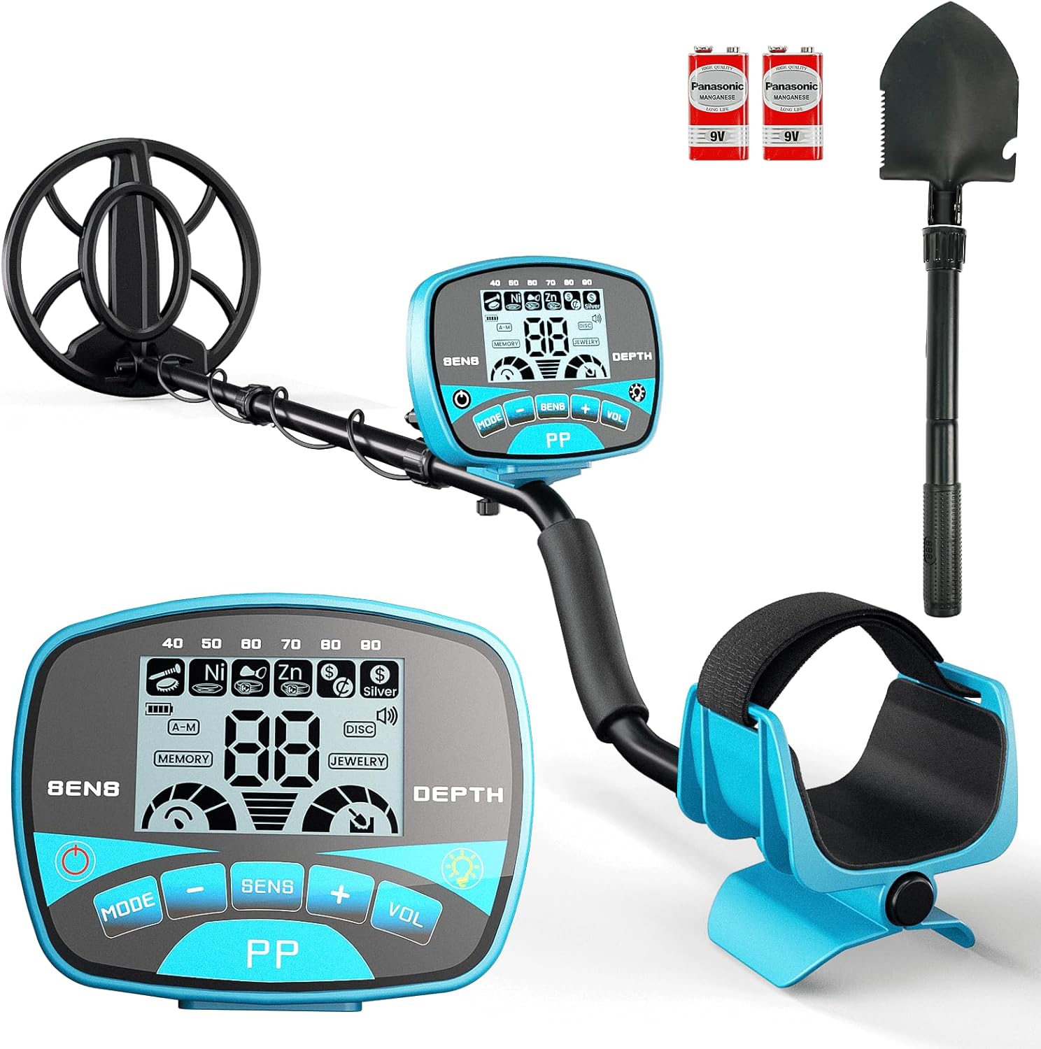 Metal Detector for Adults & Kids Professional Cordless Gold Detector 5 Modes, Advanced DSP Chip, Adjustable Length, Backlight LCD Display, 10