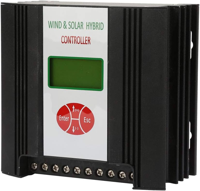 Eujgoov LCD Display Wind Solar Controller Hybrid Wind Charge Controller Solar Hybrid Charge Regulator 24V for Lighting System (Fan 600w Solar Energy 300w)