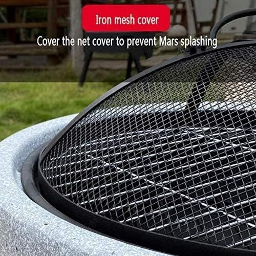 Fire Pits Outdoor Wood Burning Firepits for Outside,Patio Fire Steel BBQ Grill,Heat-Resistant Coating,Stone Texture,Magnesium Oxide Material with Cover BBQ Cooking for Outside Camping