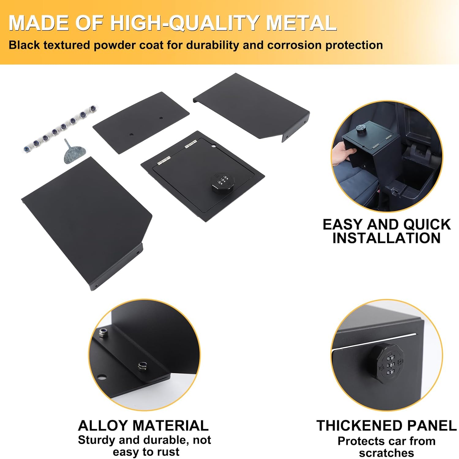 Center Console Safe Lockbox Compatible with M-itsubishi L200 / Triton 2019-2023 Accessories, 3-Digit Combo Lock Console Gun Vault Safe Storage Box Accessories