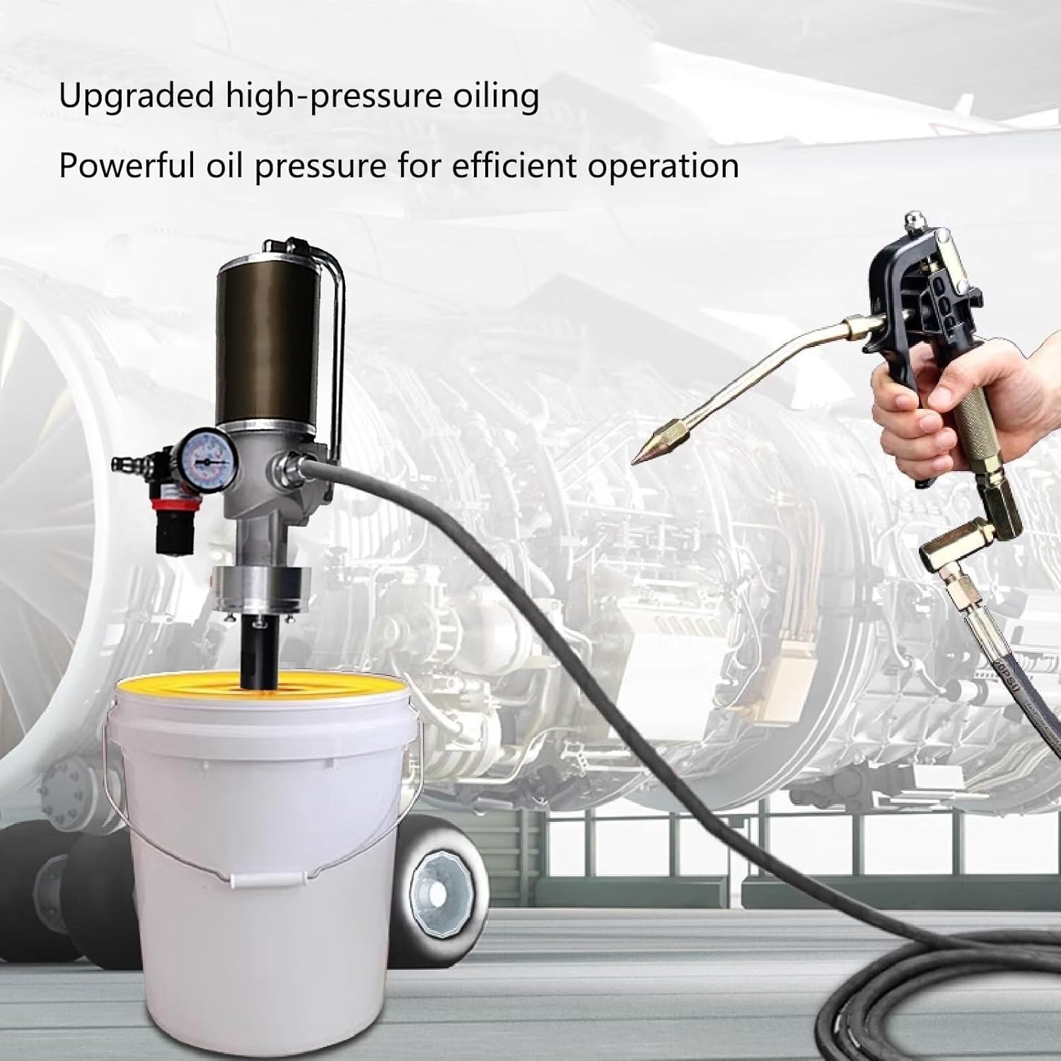 Pneumatic Grease Pump With A Discharge Capacity Of 0.85L/min, Pressure Ratio Of 50:1, Suitable For 5-gallon Drums, For Automotive, Machine Tool And Industrial Lubrication(Pole length 40cm/15.7in)