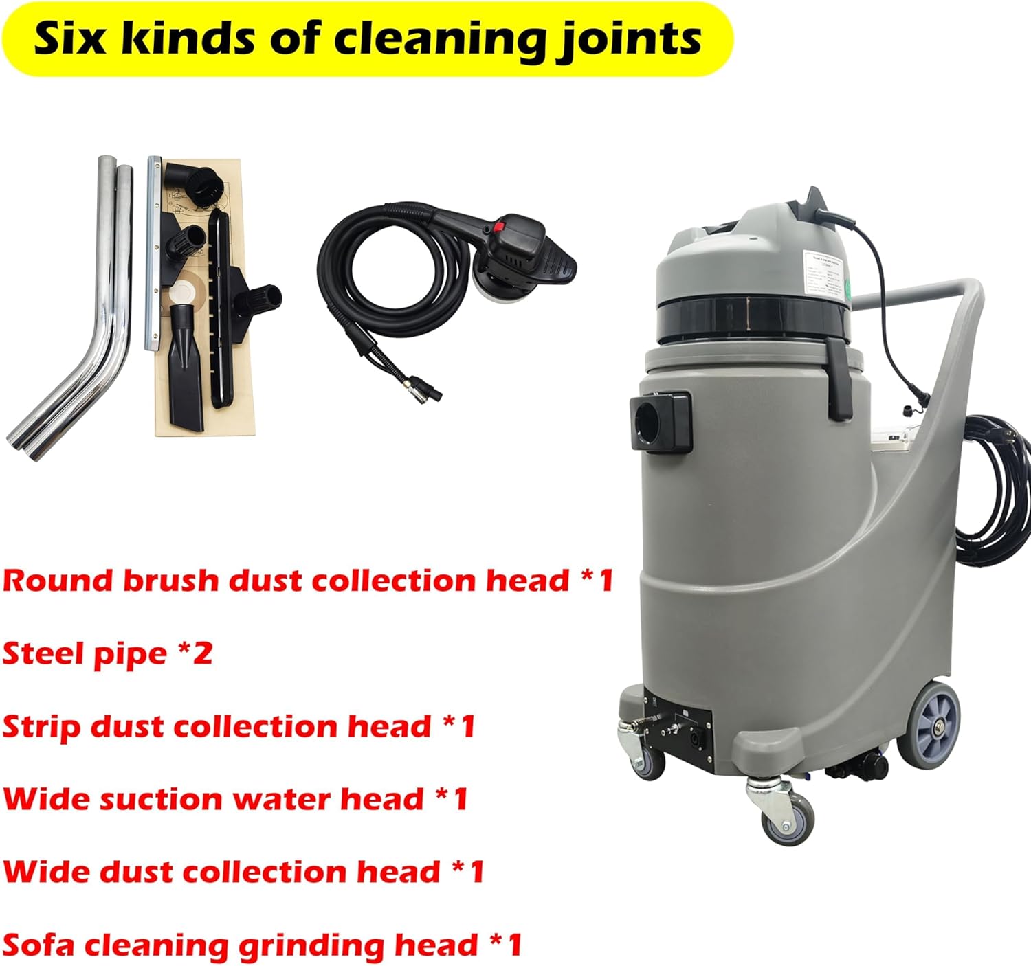 110V Carpet Extractor Machine 7.9gal(30L) Wet Dry Vacuum Cleaner with 3-in-1 Spray/Wash/Dry, With Grinding Head for Home Commercial Use 1000W