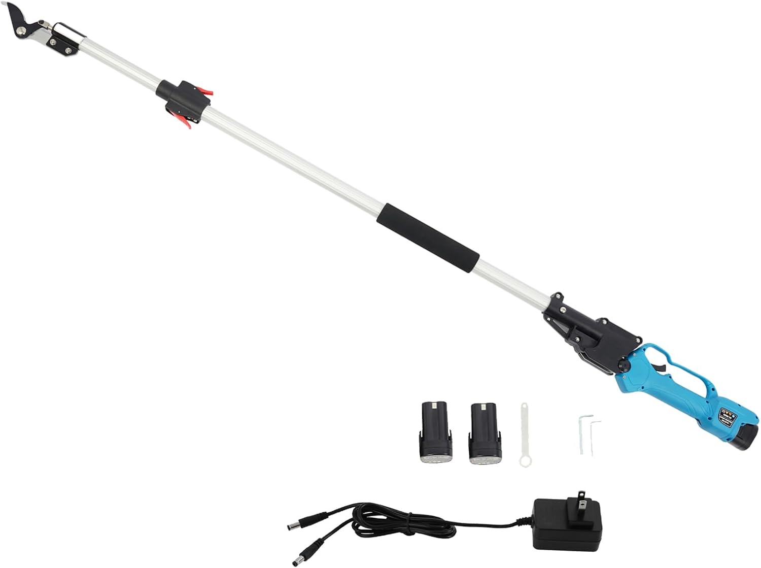 Electric Pruning Shears with 6.5FT Pole, Max Cutting Diameter 1.1inch (28mm) with 2×2Ah, 500W Cordless Pruner Shears Brushless Motor, Working time 4-6H for Orchards, Farms (Two part)