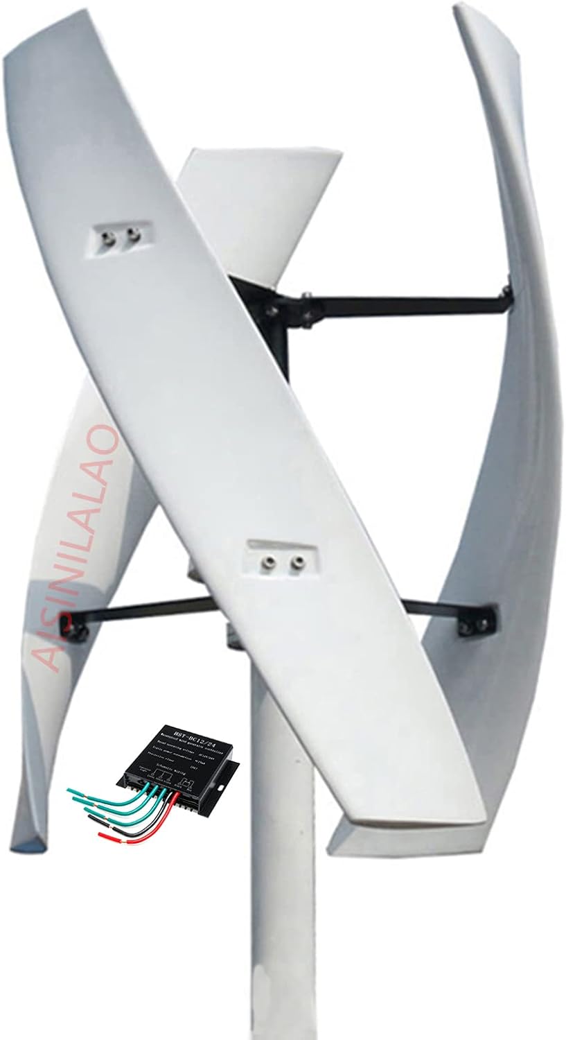 3000W 48V Vertical Wind Turbine with 3 Blades and 48V MPPT Controller Small Wind Turbine for Home Use for Home Camping & Boat Use (White)