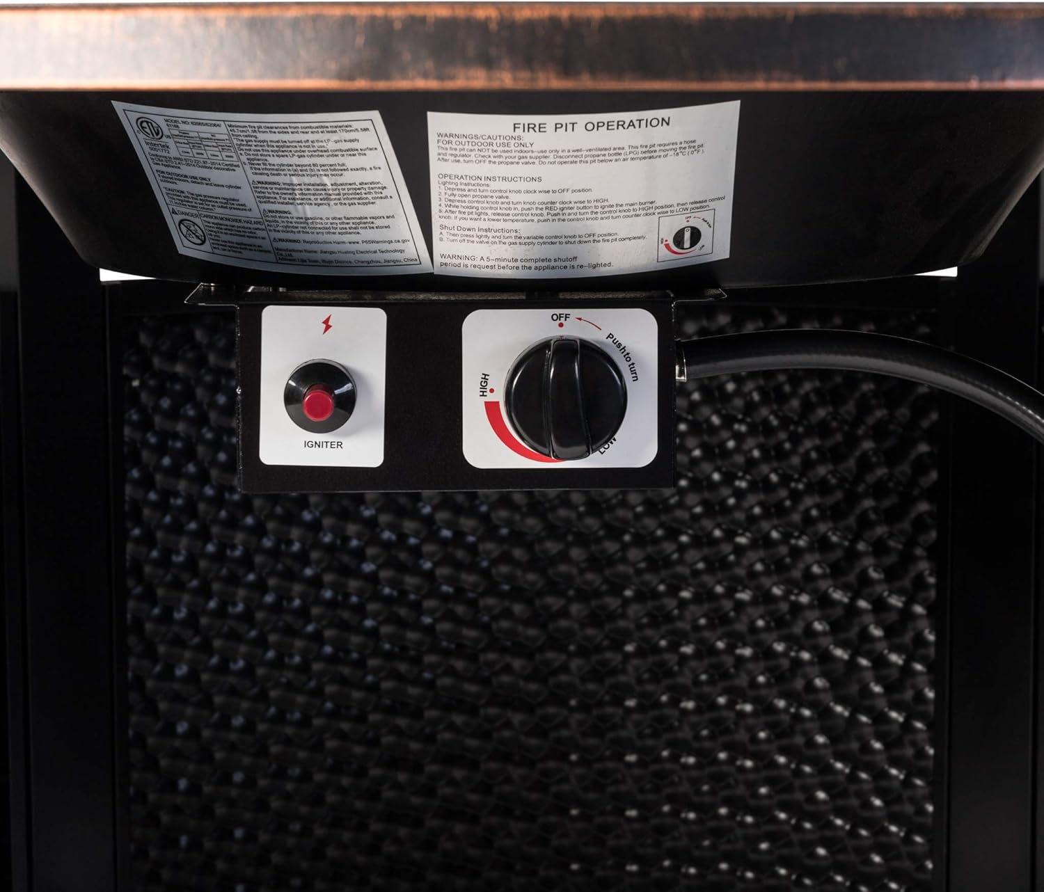 Fire Sense 62360 Briarwood Hammered Aluminum Convertible Gas Fire Pit Table 55,000 BTU Multi-Functional Outdoor with Fire Bowl Lid, Nylon Weather Cover & Clear Fire Glass- Bronze Finish - Round - 44