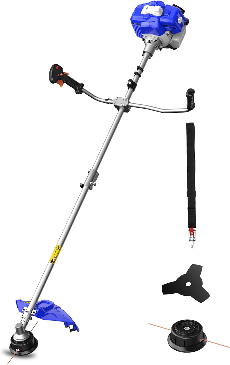 WILD BADGER POWER 52cc Weed Wacker Gas Powered, 3 in 1 String Trimmer/Edger 18’’ with 10’’ Brush Cutter,Rubber Handle & Shoulder Strap Included