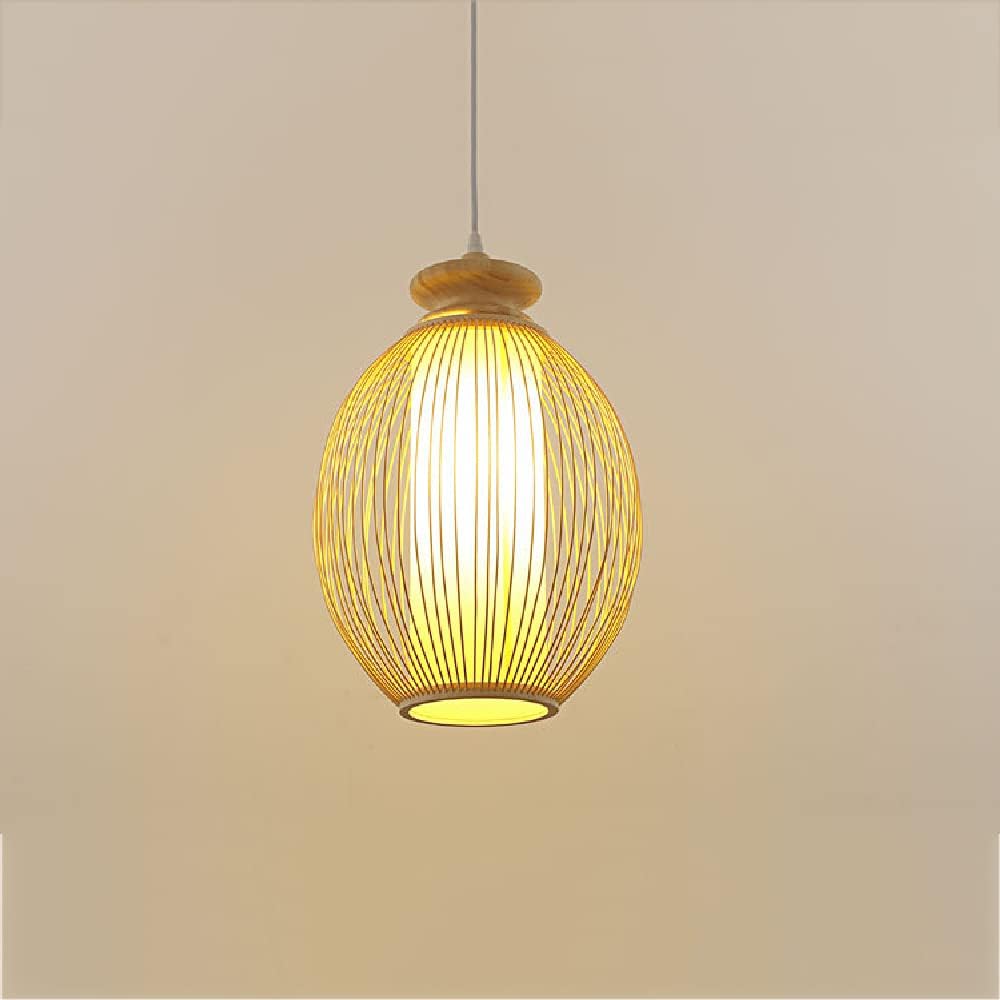 Vintage Rattan Pendant Lamp, E27 Single Head Chandelier, Ceiling Hanging Lighting, Decorative Lighting Fixtures for Restaurant Corridors, Bamboo Lampshades
