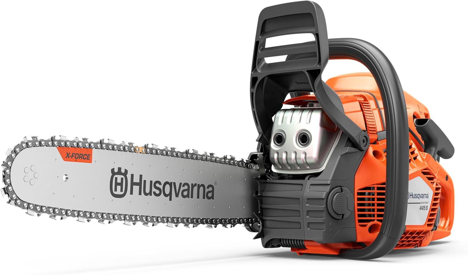 Husqvarna 445S Gas Chainsaw, 50-cc 3-HP, 2-Cycle X-Torq Engine, 18 Inch Chainsaw with Automatic Oiler, For Wood Cutting and Tree Trimming