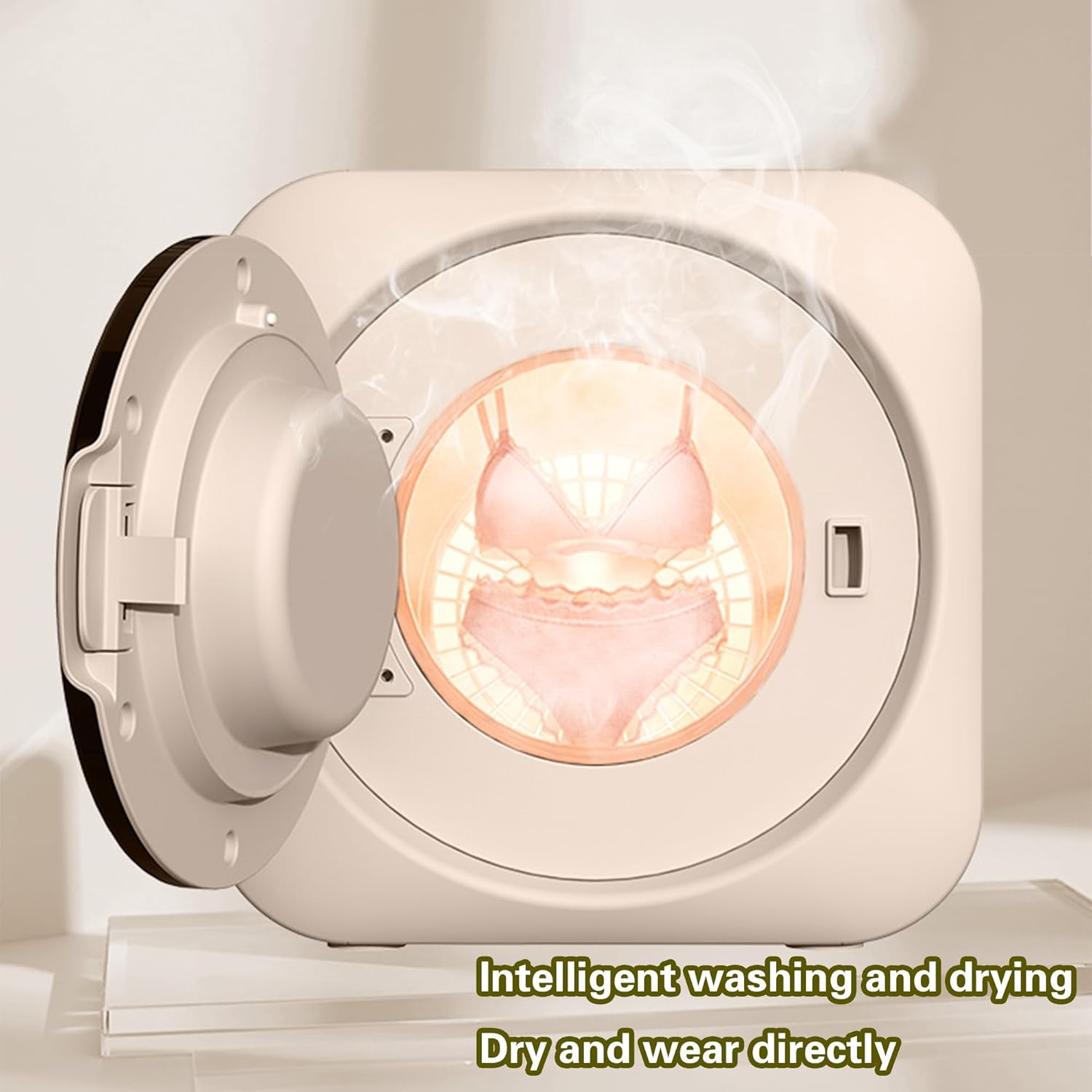 2-in-1 Mini Portable Washer and Dryer Combo - Wall Mounted Fully Automatic Front Drum Washing Machine with LCD Control Panel - for Small Clothes, Underwear, Socks Desktop