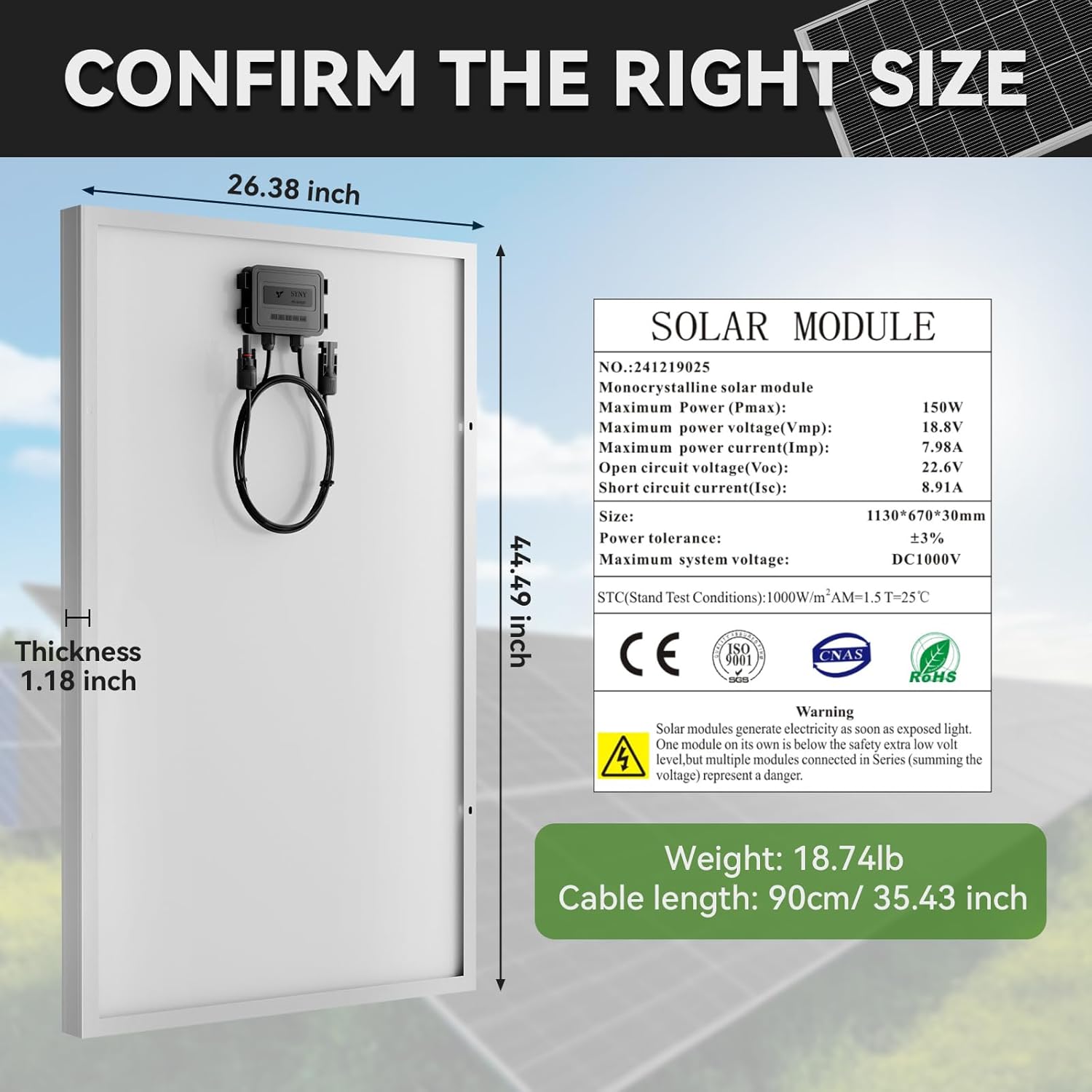 300 Watt Solar Panels, 12V 150 Watt 2 Pack, Monocrystalline Cell High-Efficiency PV Module, Solar Panels for Homes Camping RV Battery Boat Caravan and Other Off-Grid System