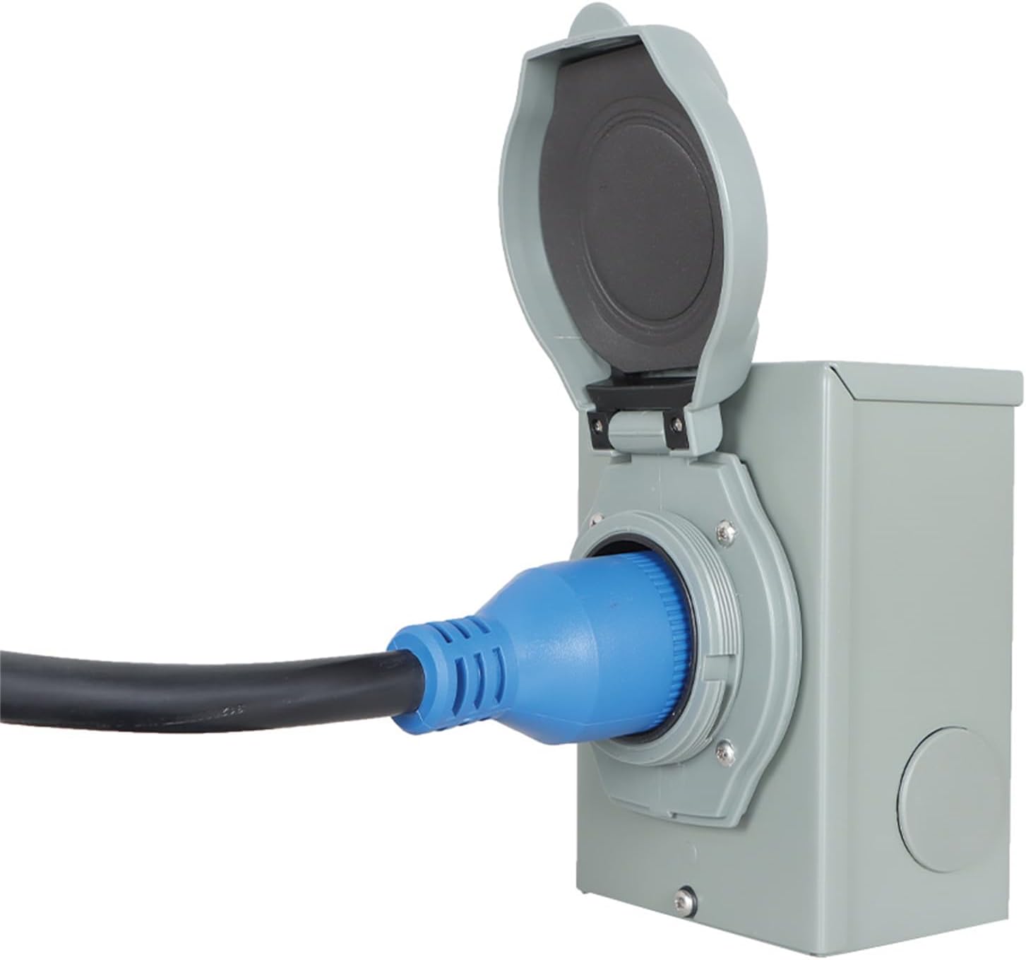 labwork 75FT 30Amp Generator Extension Cable Blue Connector Black Wire Power Input Box L14-30P to L14-30R