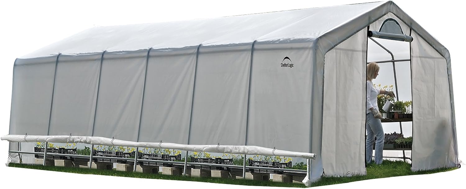 ShelterLogic 12' x 24' x 8' GrowIT Greenhouse Walk-Thru Access Peak Roof Style Outdoor Backyard Garden Heavy Duty Plant Shelter