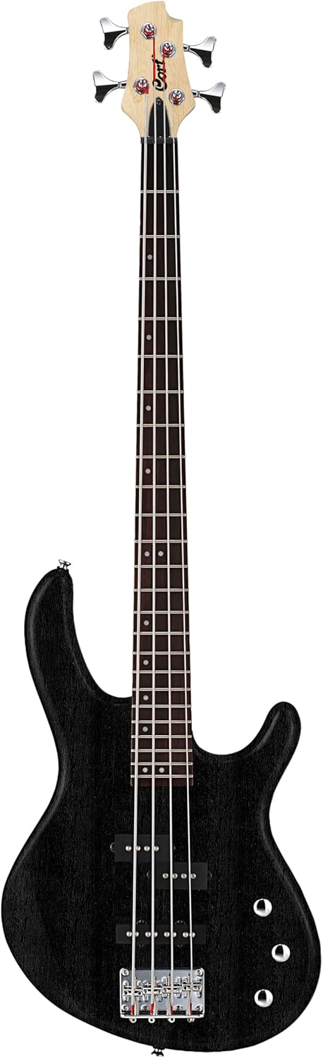 Cort ACTIONPJOPB Action PJ Bass Guitar, Open Pore Black